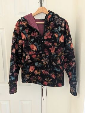 Prana Women's Multicolor Floral Print Half Zip Fleece Pullover Size XS
